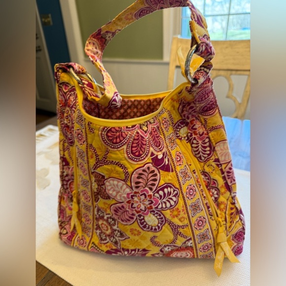 Vera Bradley Handbags - Vera Bradley Bali Gold Floral Hobo Style Shoulder Bag Women's Purse